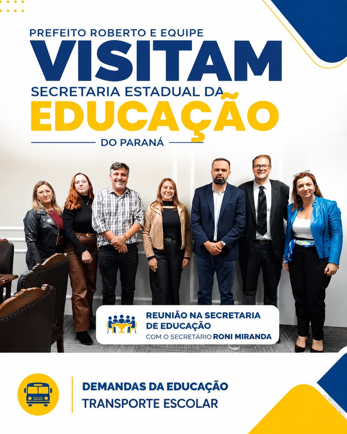 Prefeito de Palmital participa de reunião na Secretaria Estadual da Educação, em Curitiba