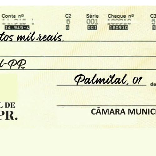 Câmara de Palmital devolve R$ 500 mil ao Executivo Municipal