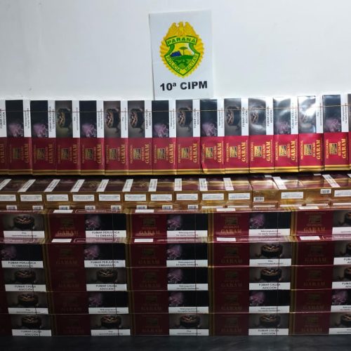 ROTAM apreende cigarros contrabandeados em ônibus interestadual em Laranjeiras do Sul