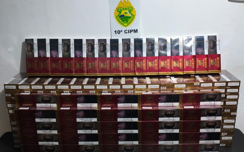 ROTAM apreende cigarros contrabandeados em ônibus interestadual em Laranjeiras do Sul