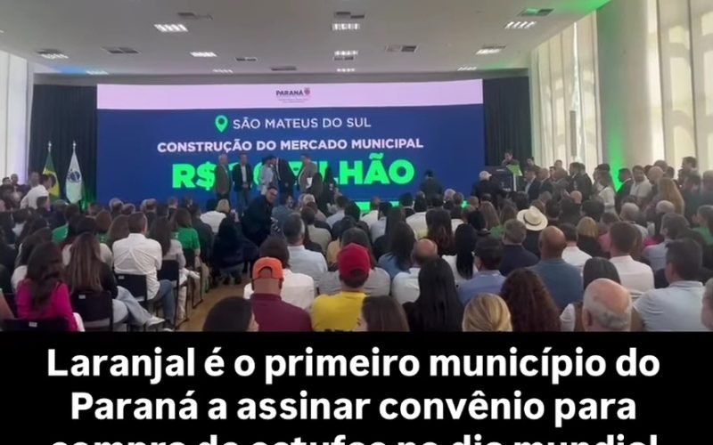 🌱 Laranjal faz história no Dia Mundial da Alimentação!O município, sob a gestão do prefeito Maycon Lopes, é o primeiro do Paraná a assinar o convênio para a compra de estufas agrícolas, fortalecendo a produção de alimentos e incentivando a agricultura familiar.