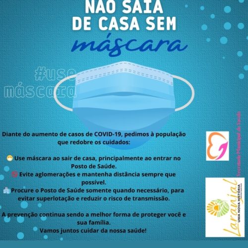 Laranjal emite alerta e recomenda uso de máscaras devido ao aumento de casos de Covid-19