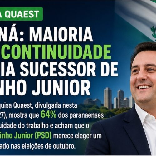 📊 Paraná: maioria quer continuidade e apoia sucessor de Ratinho Junior, diz Quaest