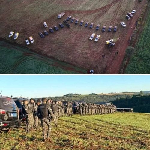 REINTEGRAÇÃO DE POSSE EM SANTA MARIA DO OESTE MOBILIZA 90 POLICIAIS E DEIXA UM PRESO