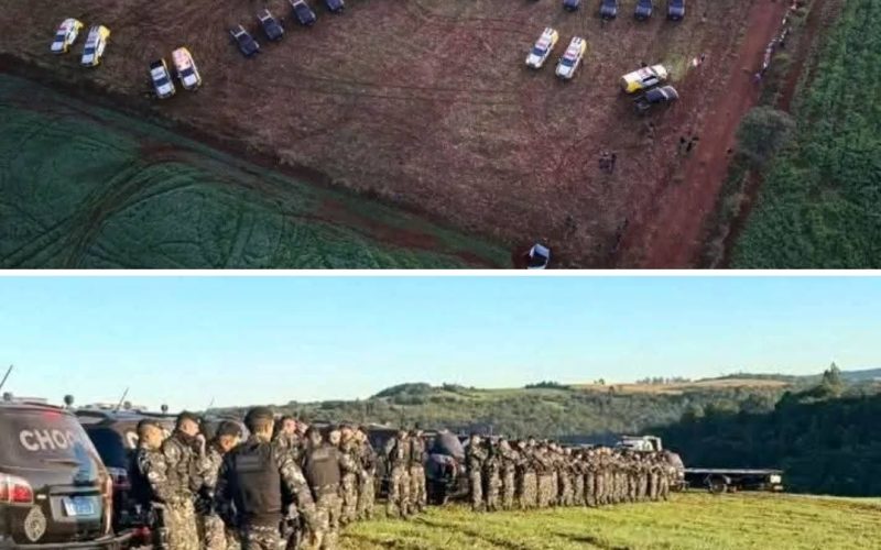 REINTEGRAÇÃO DE POSSE EM SANTA MARIA DO OESTE MOBILIZA 90 POLICIAIS E DEIXA UM PRESO